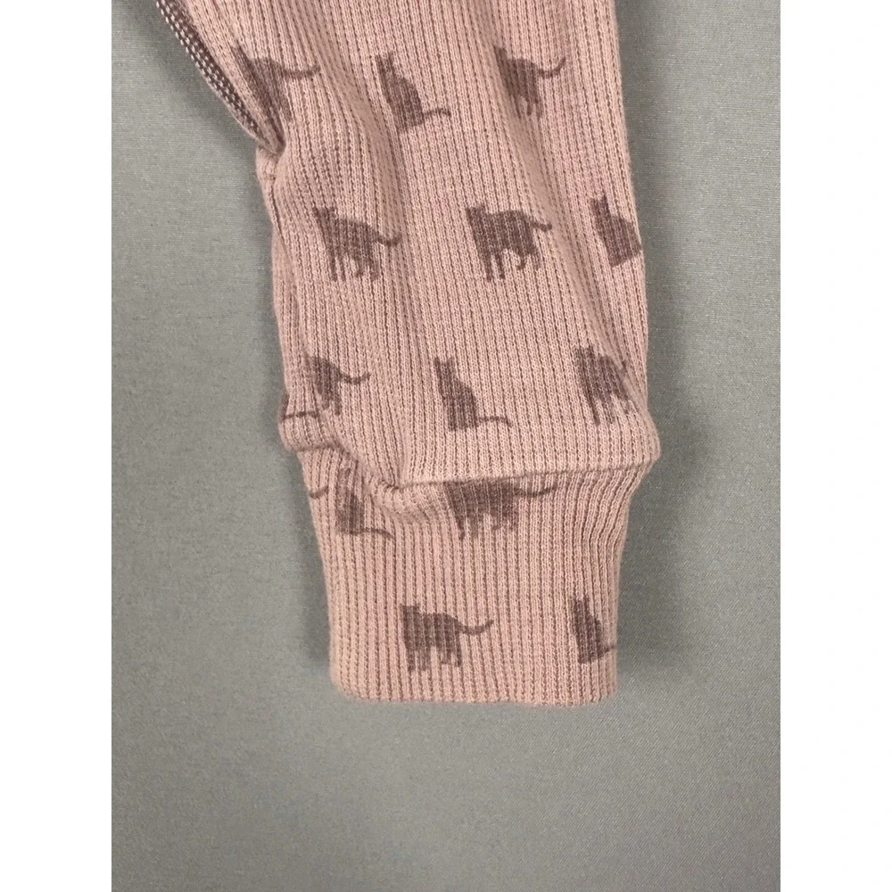 Kate Quinn NB‎ Baby Zip Romper Organic Cotton Pink Animal Print Footless